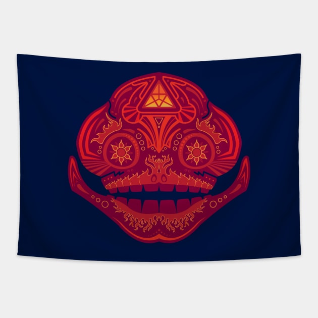 Goron Sugar Skull Tapestry by Evan Ayres