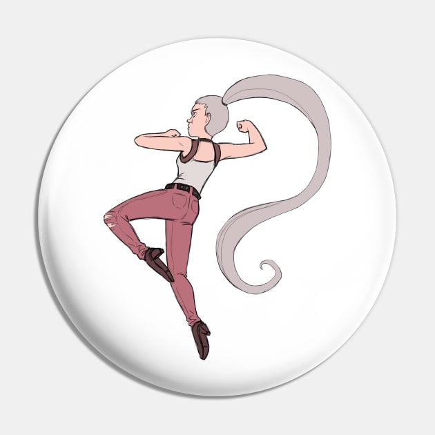 Jump Kick Battle Girl in Burgundy Tones Pin by PaperRain