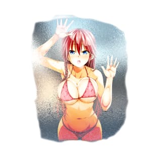 Anime Girl Pink Hair on Screen T-Shirt