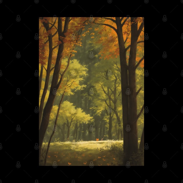 Autumn Scene - Fall in a Maple Forest by CursedContent