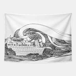 SS America Shipwreck Drawing Tapestry