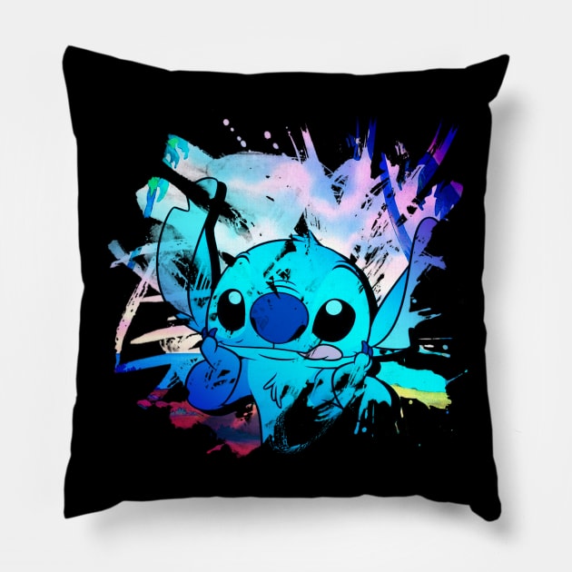 Stitch Splash Paint Pillow by TeeGrayWolf