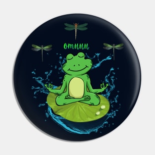 Frog Meditating Zen Lotus illustration Pin