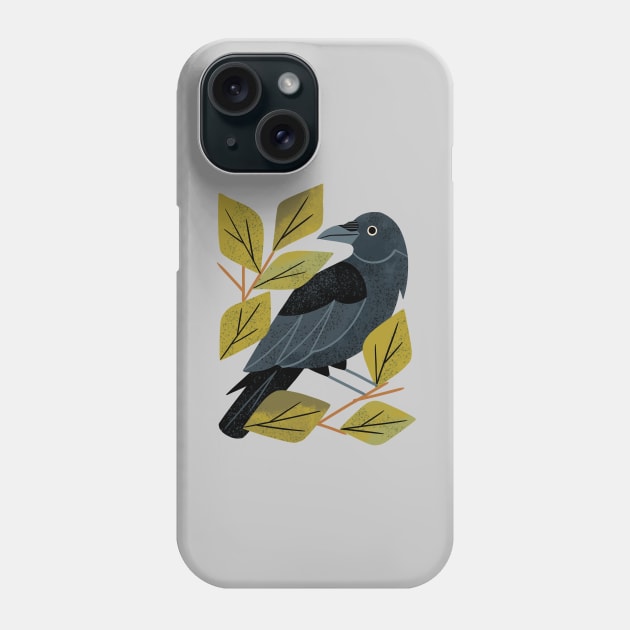 Perching Raven Phone Case by Renea L Thull