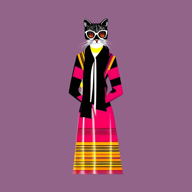 Fashionista Geometric Cubist Cat by Liesl Weppen