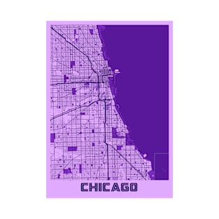 Chicago - Illinois Lavender City Map T-Shirt