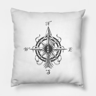 Navigation Compass and Indian Arrow Tattoo Pillow