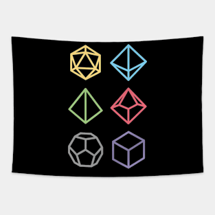 Polyhedral Rainbow Dice Icons RPG D20 Tapestry