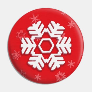 Snowflake Winter Holiday Christmas Decoration. White Snowflake on blue background. Pin