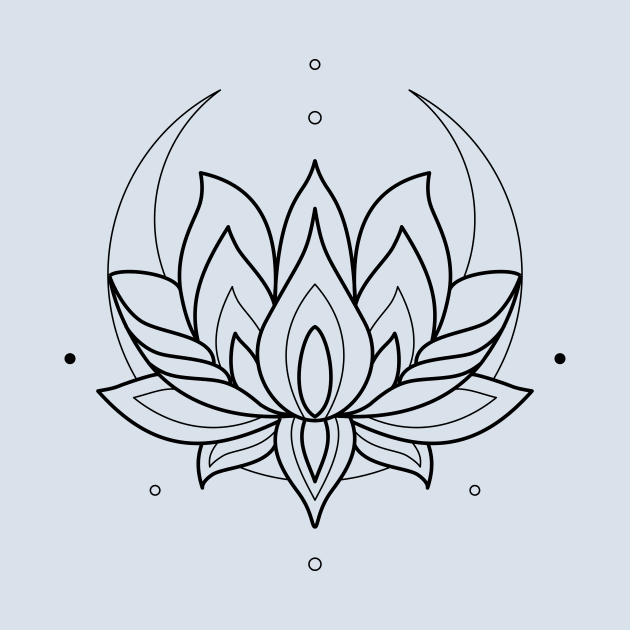 Lotus and Moon Tattoo Black 1 by Human_Pretzel