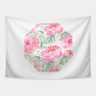 Watercolor Peonies with greenery | Pattern | Art Tapestry