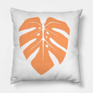 Peach Monstera Leaf Pillow