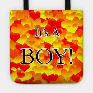 It's A Boy! Red and Yellow Hearts Tote