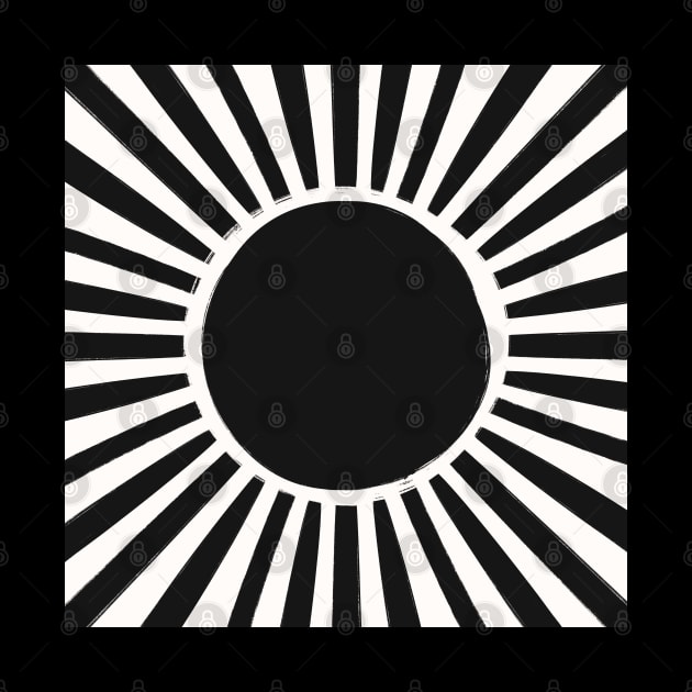 Black and White Sun Boho Scandi Shapes by Trippycollage