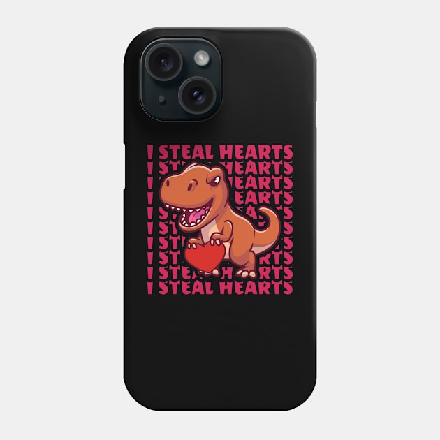 valentines day dinosaur - I steal hearts Phone Case by Emroonboy