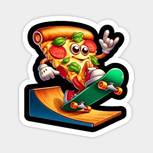 Rock On Skateboarding Pizza – Cheesy Thrill-Seeker Sticker Magnet