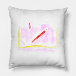 Book and pencil, study. Back to school. Watercolor, art decoration, sketch. illustration hand drawn modern Pillow