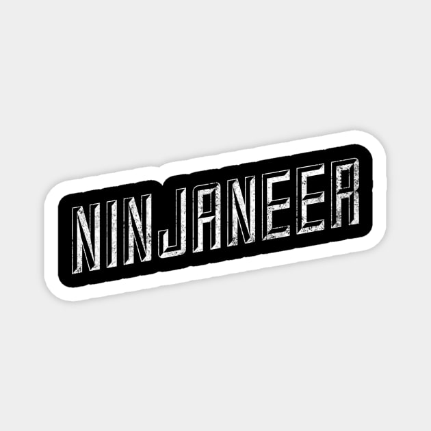 Ninjaneer white distressed retro text design for Engineers that are Engineering Ninjas Magnet by BlueLightDesign