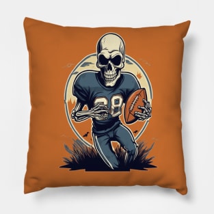 Halloween Skeleton Playing Football Pillow