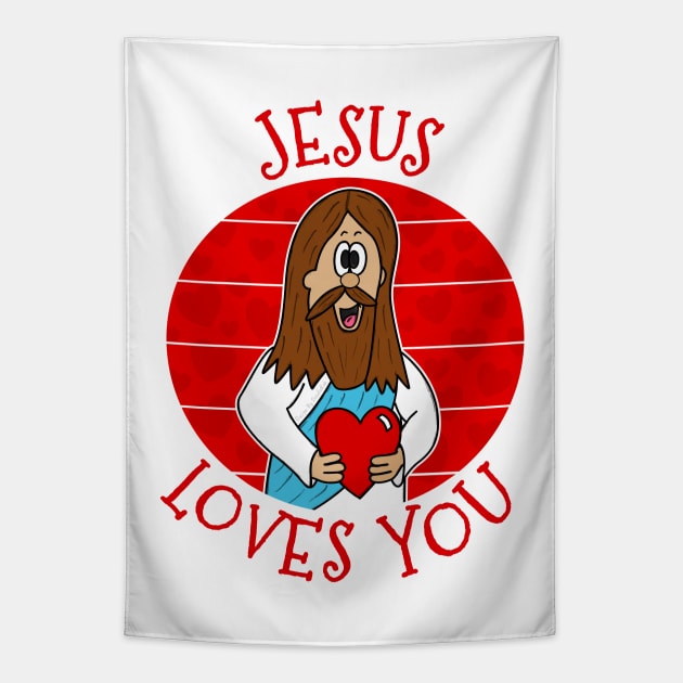 Jesus Loves You Christian Church Valentines Day Tapestry by doodlerob