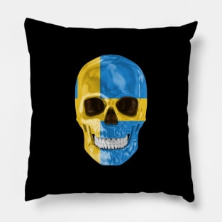 Sweden Flag Skull - Gift for Swede With Roots From Sweden Pillow