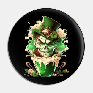 St.Patrick day Leprechaun Scull sugar r-shirt Pin