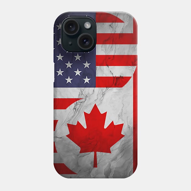 USA Canada Dual Yin Yang Flag Phone Case by Family Heritage Gifts