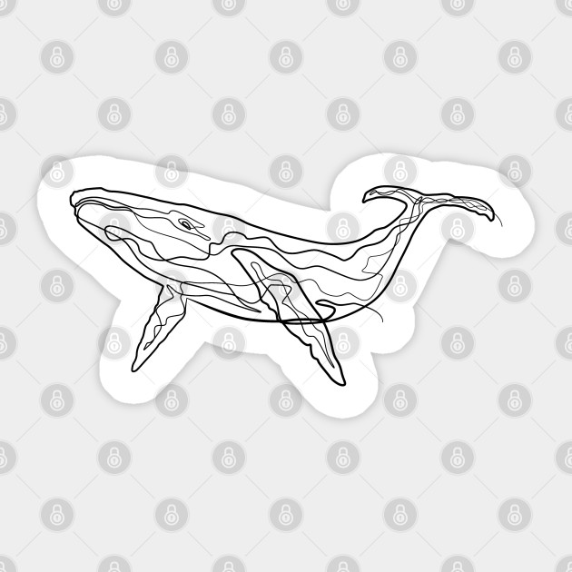 Blue Whale One Line Drawing Blue Whale Sticker Teepublic