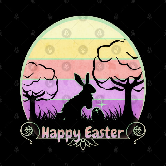 Happy Easter Bunny Badge Retro Sunset Edition by mythikcreationz