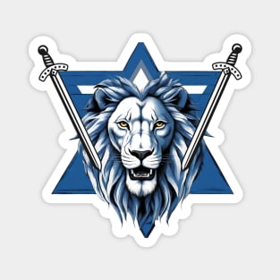 Star of David lion with iron swords Magnet