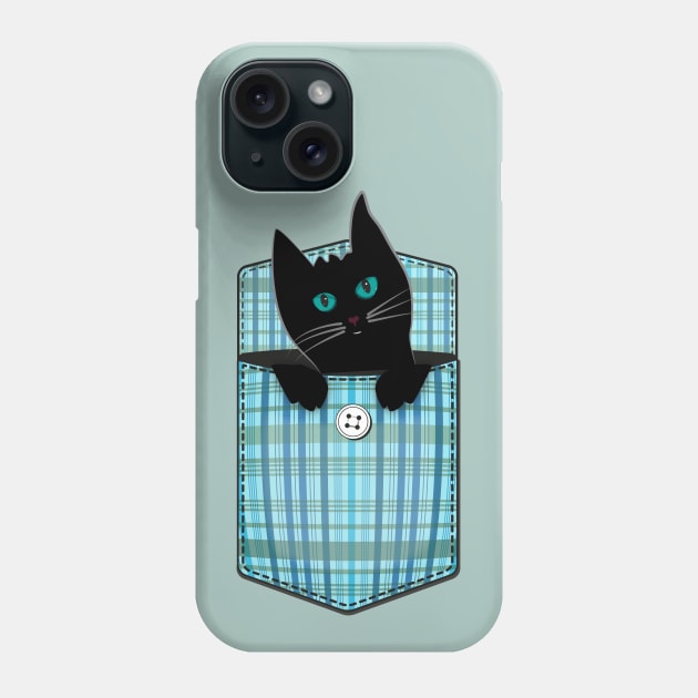 Black Pocket Cat Phone Case by PolinaPo