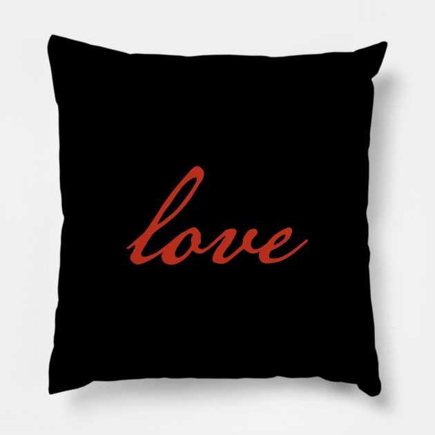 Love Minimal Typography Red Script Pillow by ellenhenryart