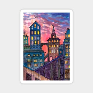 Watercolor cities Magnet