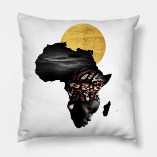 Africa Map Afrocentric Black Woman Portrait Pillow