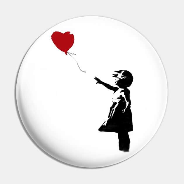 BANKSY Red Heart Balloon Girl Pin by inkstyl