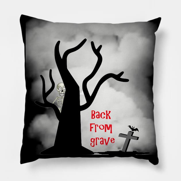 Halloween back from grave Pillow by Bubble land