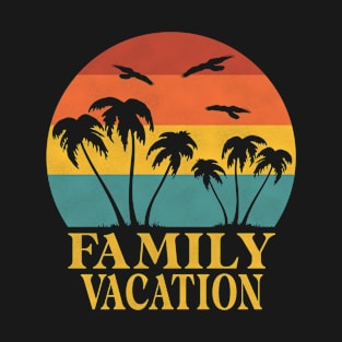 Retro Vintage 70s Sunset Beach Family Vacation T-Shirt