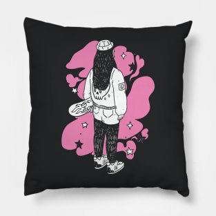 Cool Vintage Skater Girl Sketch Pillow