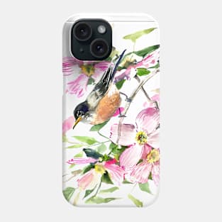 American Robin and Dogwood Flowers Phone Case