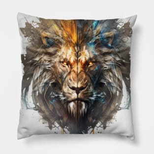 Lion Portrait Animal Painting Wildlife Outdoors Adventure Pillow