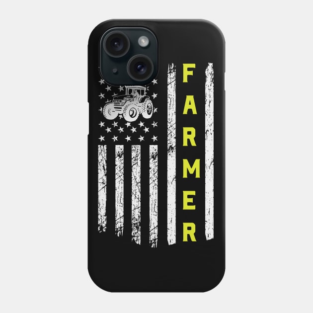 Flag With Tractor Patriotic Farmer Phone Case by busines_night