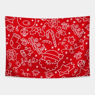 Christmas Doodles - Red and White Tapestry