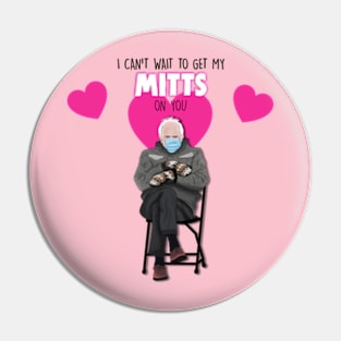 Bernie Sanders Sitting on a Chair Wearing Mittens Memes Pin