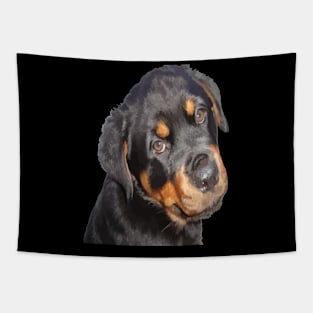 Female Rottweiler Puppy Making Eye Contact Vector Tapestry