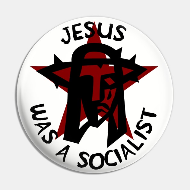 Jesus Was A Socialist Red Star - Liberation Theology, Radical Christianity, Socialism, Leftist, Social Justice Pin by SpaceDogLaika