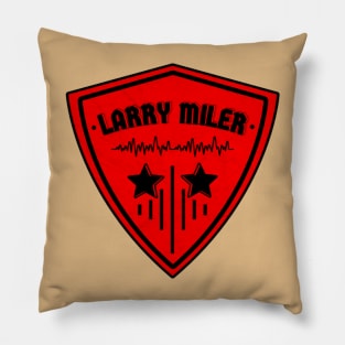 logo work with the addition of a name larry miler so it looks really cool Pillow