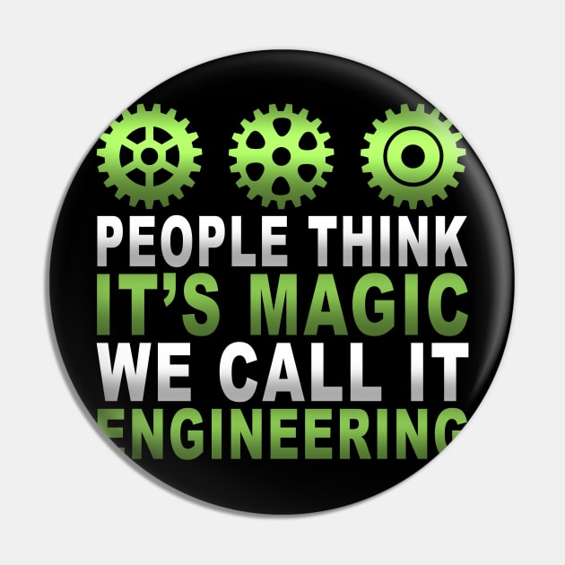 Funny People Think It's Magic We Call It Engineering Pin by TheLostLatticework