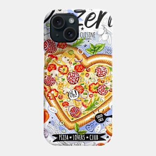 Food poster, pizza, fast food, love, pizza heart Phone Case