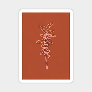 Line Art Botanical, Terracotta Print Magnet