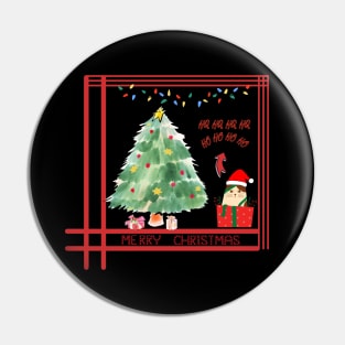 HO HO HO Merry Christmas Santa Cat Pin